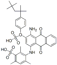 3-[[4-amino-9,10-dihydro-9,10-dioxo-3-[sulpho-4-(1,1,3,3-tetramethylbutyl)phenoxy]-1-anthryl]amino]-2,4,6-trimethylbenzenesulphonic acid Struktur