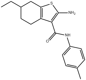 2-AMINO-6-ETHYL-N-(4-METHYLPHENYL)-4,5,6,7-TETRAHYDRO-1-BENZOTHIOPHENE-3-CARBOXAMIDE Struktur