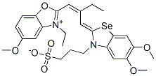 2-[2-[[5,6-dimethoxy-3-(3-sulphonatopropyl)-3H-benzoselenazol-2-ylidene]methyl]but-1-enyl]-3-ethyl-5-methoxybenzoxazolium Struktur