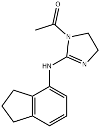 1-acetyl-N-(2,3-dihydro-1H-inden-4-yl)-4,5-dihydro-1H-imidazol-2-amine  Struktur