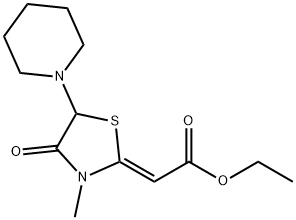 ethyl (Z)-(3-methyl-4-oxo-5-piperidin-1-ylthiazolidin-2-ylidene)acetate Struktur