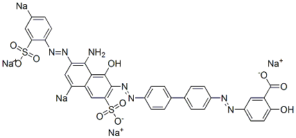 5-[[4'-[[8-Amino-1-hydroxy-7-[(4-sodiosulfophenyl)azo]-5-sodiosulfo-2-naphthalenyl]azo]-1,1'-biphenyl-4-yl]azo]-2-hydroxybenzoic acid sodium salt Struktur