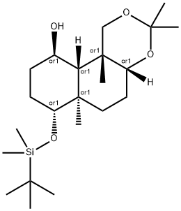 1H-NAPHTHO[2,1-D][1,3]DIOXIN-10-OL, 7-[[(1,1-DIMETHYLETHYL)DIMETHYLSILYL]OXY]DECAHYDRO-3,3,6A,10B-TETRAMETHYL-, (4AR,6AR,7R,10R,10AS,10BR)-REL- (9CI) Struktur