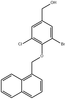 3-BROMO-5-CHLORO-4-(1-NAPHTHALENYLMETHOXY)-BENZENEMETHANOL Struktur