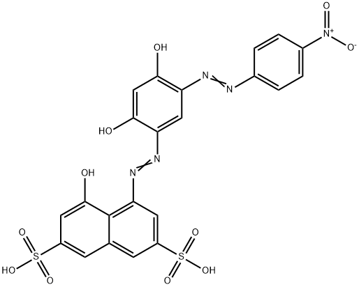 4-[[2,4-Dihydroxy-5-[(4-nitrophenyl)azo]phenyl]azo]-5-hydroxy-2,7-naphthalenedisulfonic acid Struktur