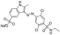 3-[[2,5-Dichloro-4-[(ethylamino)sulfonyl]phenyl]azo]-2-methyl-1H-indole-5-sulfonic acid sodium salt Struktur