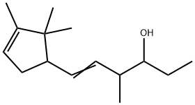 4-methyl-6-(2,2,3-trimethylcyclopent-3-en-1-yl)hex-5-en-3-ol  Struktur