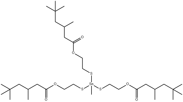 Tris(3,5,5-trimethylhexanoic acid)(methylstannylidyne)tris(thio-2,1-ethanediyl) ester Struktur