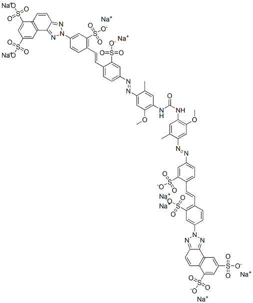 octasodium 2,2'-[carbonylbis[imino(5-methoxy-2-methyl-4,1-phenylene)azo(2-sulphonato-4,1-phenylene)vinylene-(3-sulphonato-4,1-phenylene)]]bis[2H-naphtho[1,2-d]triazole-6,8-disulphonate] Struktur