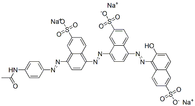 trisodium 8-[[4-[(4-acetamidophenyl)azo]-6-sulphonatonaphthyl]azo]-5-[(2-hydroxy-6-sulphonatonaphthyl)azo]naphthalene-2-sulphonate Struktur