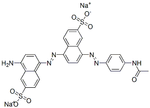 disodium 8-[(4-acetamidophenyl)azo]-5-[(4-amino-6-sulphonatonaphthyl)azo]naphthalene-2-sulphonate Struktur