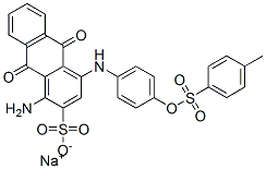 sodium 1-amino-9,10-dihydro-4-[[4-[[(4-methylphenyl)sulphonyl]oxy]phenyl]amino]-9,10-dioxoanthracene-2-sulphonate      Struktur