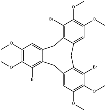 1,6,11-Tribromo-10,15-dihydro-2,3,7,8,12,13-hexamethoxy-5H-tribenzo[a,d,g]cyclononene Struktur