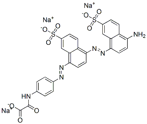 trisodium [[4-[[4-[(4-amino-7-sulphonato-1-naphthyl)azo]-7-sulphonato-1-naphthyl]azo]phenyl]amino]oxoacetate Struktur