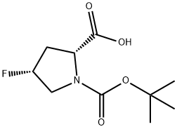 (2R,4R)-1-[(tert-butoxy)carbonyl]-4-fluoropyrrolidine-2-carboxylic acid Struktur