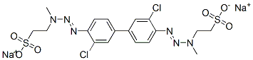 disodium 2,2'-[(3,3'-dichloro[1,1'-biphenyl]-4,4'-diyl)bis(1-methyl-2-triazene-3,1-diyl)]bisethanesulphonate Struktur