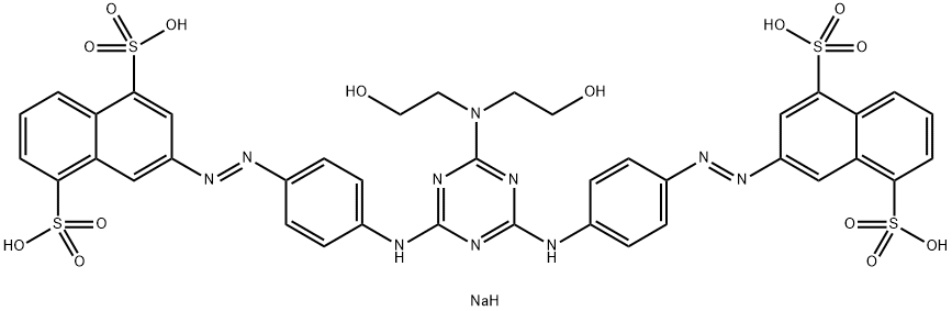 tetrasodium 3,3'-[[6-[bis(2-hydroxyethyl)amino]-1,3,5-triazine-2,4-diyl]bis(imino-4,1-phenyleneazo)]bisnaphthalene-1,5-disulphonate  Struktur