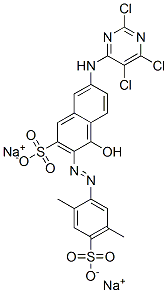 3-[(2,5-Dimethyl-4-sulfophenyl)azo]-4-hydroxy-7-[(2,5,6-trichloropyrimidin-4-yl)amino]-2-naphthalenesulfonic acid disodium salt Struktur