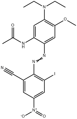 N-[2-[(2-cyano-6-iodo-4-nitrophenyl)azo]-5-(diethylamino)-4-methoxyphenyl]acetamide Struktur