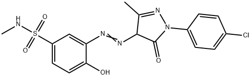 3-[[1-(4-chlorophenyl)-4,5-dihydro-3-methyl-5-oxo-1H-pyrazol-4-yl]azo]-4-hydroxy-N-methylbenzenesulphonamide Struktur