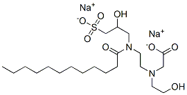 N-(2-Hydroxyethyl)-N-[2-[(2-hydroxy-3-sulfopropyl)(1-oxododecyl)amino]ethyl]glycine disodium salt Struktur