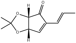 4H-Cyclopenta-1,3-dioxol-4-one,3a,6a-dihydro-2,2-dimethyl-5-(1E)-1-propenyl-,(3aS,6aS)-(9CI) Struktur