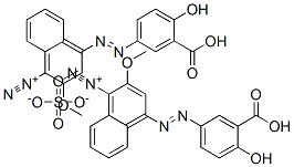 bis[4-[(3-carboxy-4-hydroxyphenyl)azo]-2-methoxynaphthalene-1-diazonium] sulphate Struktur