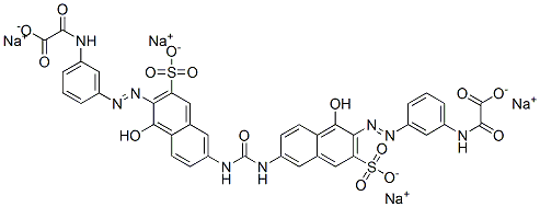 tetrasodium 2,2'-[carbonylbis[imino(1-hydroxy-3-sulphonato-6,2-naphthalenediyl)azo-3,1-phenyleneimino]]bis(2-oxoacetate)  Struktur