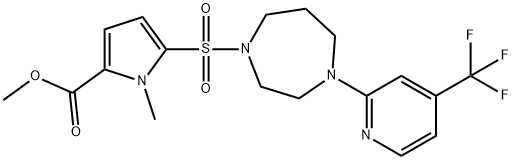 1H-PYRROLE-2-CARBOXYLIC ACID, 5-[[HEXAHYDRO-4-[4-(TRIFLUOROMETHYL)-2-PYRIDINYL]-1H-1,4-DIAZEPIN-1-YL]SULFONYL]-1-METHYL-, METHYL ESTER Struktur