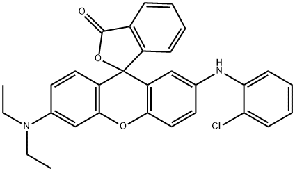 2'-[(2-chlorophenyl)amino]-6'-(diethylamino)spiro[isobenzofuran-1(3H),9'-[9H]xanthene]-3-one Struktur