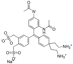 hydrogen [4-[4-(diethylamino)-3',4'-bis(sulphonatomethyl)benzhydrylidene]cyclohexa-2,5-dien-1-ylidene]diethylammonium, monosodium salt  Struktur