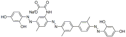 N-[5-[(2,4-Dihydroxyphenyl)azo]-2-[[4'-[(2,4-dihydroxyphenyl)azo]-3,3'-dimethyl[1,1'-biphenyl]-4-yl]azo]-4-methylphenyl]oxamidic acid sodium salt Struktur