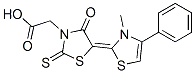 5-(3-methyl-4-phenylthiazol-2(3H)-ylidene)-4-oxo-2-thioxothiazolidin-3-acetic acid Struktur