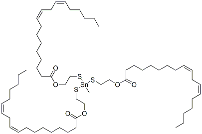 (methylstannylidyne)tris(thioethane-1,2-diyl) tris[(9Z,12Z)-octadeca-9,12-dienoate]  Struktur