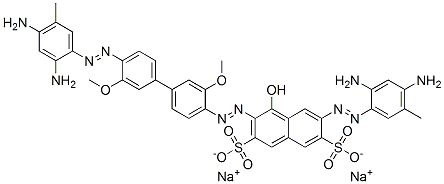 6-[(2,4-Diamino-5-methylphenyl)azo]-3-[[4'-[(2,4-diamino-5-methylphenyl)azo]-3,3'-dimethoxy[1,1'-biphenyl]-4-yl]azo]-4-hydroxynaphthalene-2,7-disulfonic acid disodium salt Struktur