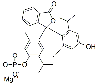 magnesium 4-[3-[4-hydroxy-6-isopropyl-o-tolyl]-1-oxo-3H-isobenzofuran-3-yl]-6-isopropyl-m-tolyl phosphate Struktur