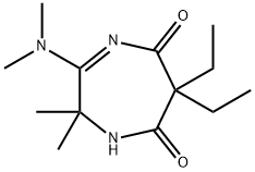 3-(Dimethylamino)-6,6-diethyl-2,2-dimethyl-1H-1,4-diazepine-5,7(2H,6H)-dione Struktur