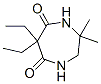 6,6-Diethyl-3,4-dihydro-2,2-dimethyl-1H-1,4-diazepine-5,7(2H,6H)-dione Struktur