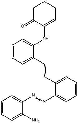 2-[[2-[2-[2-[(2-Aminophenyl)azo]phenyl]ethenyl]phenyl]amino]-2-cyclohexen-1-one Struktur