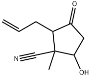 5-Hydroxy-1-methyl-3-oxo-2-(2-propenyl)cyclopentanecarbonitrile Struktur