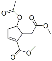 5-Acetyloxy-2-methoxycarbonyl-2-cyclopentene-1-acetic acid methyl ester Struktur