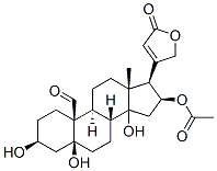 3beta,5,14,16beta-tetrahydroxy-19-oxo-5betacard-20(22)-enolide 16-acetate Struktur