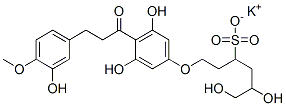 1-(3,5-Dihydroxy-4-(3-(3-hydroxy-4-methoxyphenyl)-1-oxopropyl)phenoxy) -5,6-dihydroxy-3-hexanesulfonic acid monopotassium salt Struktur