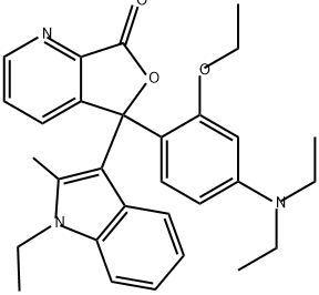 5-[4-(diethylamino)-2-ethoxyphenyl]-5-(1-ethyl-2-methyl-1H-indol-3-yl)furo[3,4-b]pyridin-7(5H)-one  Struktur