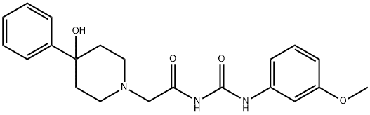 1-[(4-Hydroxy-4-phenylpiperidino)acetyl]-3-(m-methoxyphenyl)urea Struktur