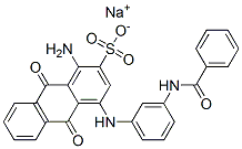 1-Amino-4-[[3-(benzoylamino)phenyl]amino]-9,10-dihydro-9,10-dioxo-2-anthracenesulfonic acid sodium salt Struktur