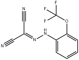 2-[2-[2-(TRIFLUOROMETHOXY)PHENYL]HYDRAZONO]MALONONITRILE Struktur