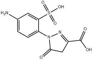 1-(4-amino-2-sulphophenyl)-4,5-dihydro-5-oxo-1H-pyrazole-3-carboxylic acid Struktur