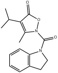 1H-Indole,  2,3-dihydro-1-[[3-methyl-4-(1-methylethyl)-5-oxo-2(5H)-isoxazolyl]carbonyl]-  (9CI) Struktur