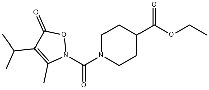 4-Piperidinecarboxylic  acid,  1-[[3-methyl-4-(1-methylethyl)-5-oxo-2(5H)-isoxazolyl]carbonyl]-,  ethyl  ester Struktur